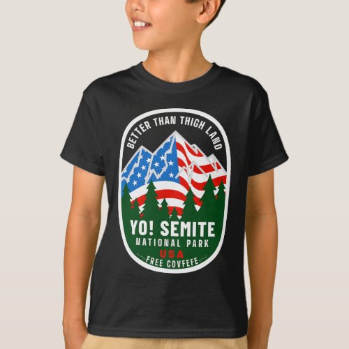 Yo Semite National Park Funny American Flag Thigh  T_Shirt