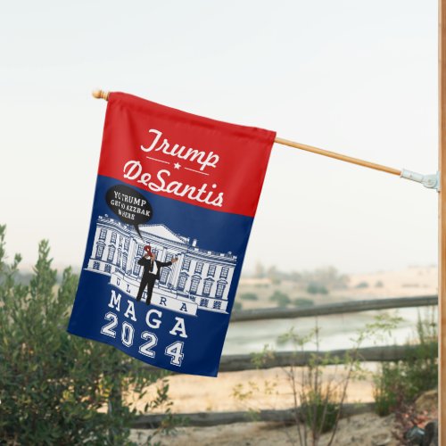  YO TRUMP DESANTIS 2024 Whitehouse Ultra MAGA House Flag