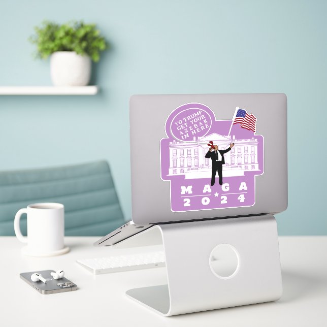 YO TRUMP SECRET SERVICE MAN STICKER (Laptop On Desk)