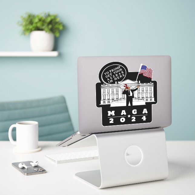 YO TRUMP SECRET SERVICE MAN STICKER (Laptop On Desk)