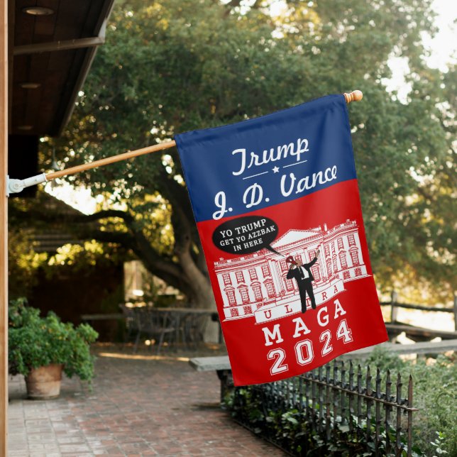  YO TRUMP VANCE 2024 Whitehouse Ultra MAGA House Flag (In SItu)