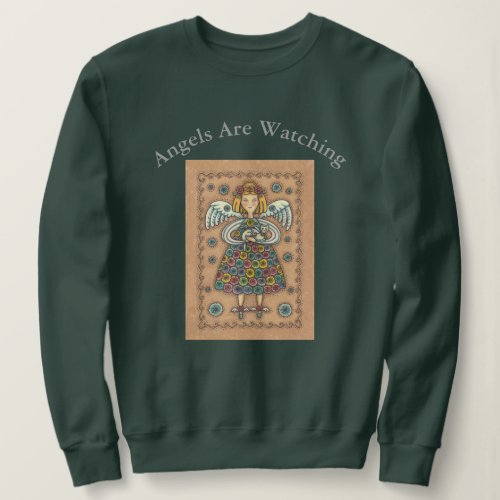 Yo Yo Quilt GUARDIAN ANGEL AND CAT SWEATSHIRT