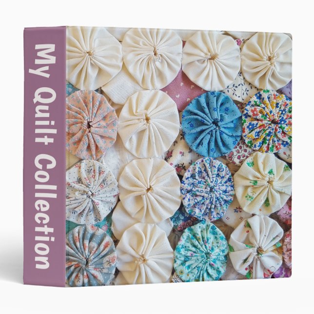 Yo-Yo Quilt Pattern  3 Ring Binder (Front/Spine)