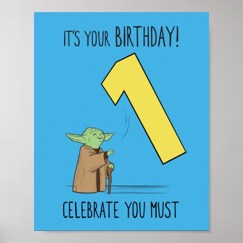 Yoda _ Happy First Birthday Poster