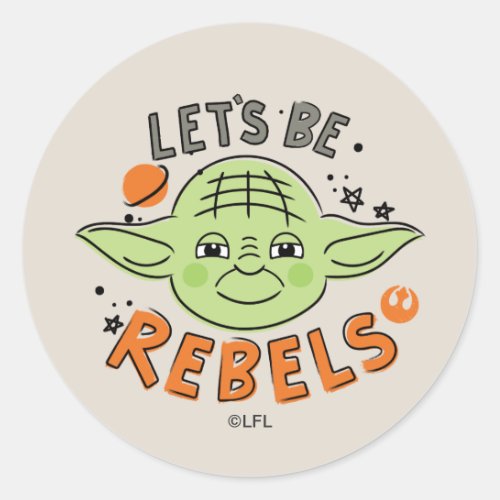 Yoda  Lets be Rebels Doodle Classic Round Sticker