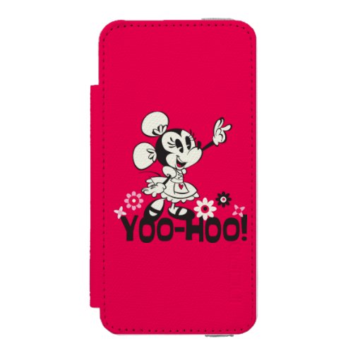 Yodelberg Minnie  Black and White Wave Wallet Case For iPhone SE55s