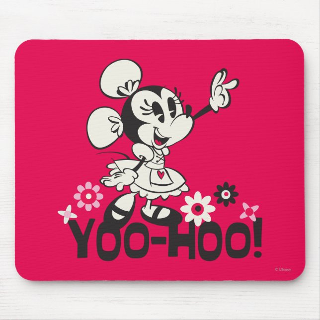 Yodelberg Minnie | Black and White Wave Mouse Pad (Front)