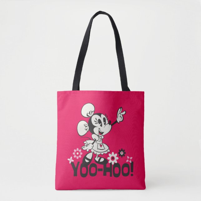 Yodelberg Minnie | Black and White Wave Tote Bag (Front)