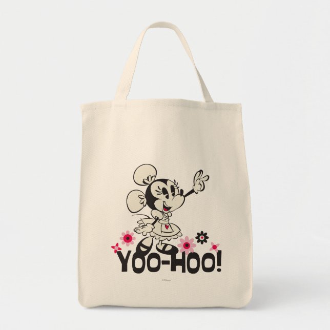 Yodelberg Minnie | Black and White Wave Tote Bag (Front)