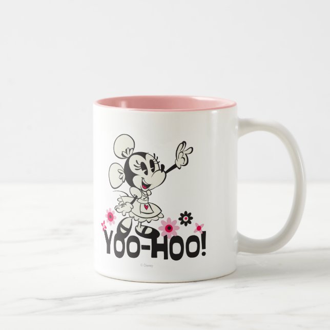 Yodelberg Minnie | Black and White Wave Two-Tone Coffee Mug (Right)