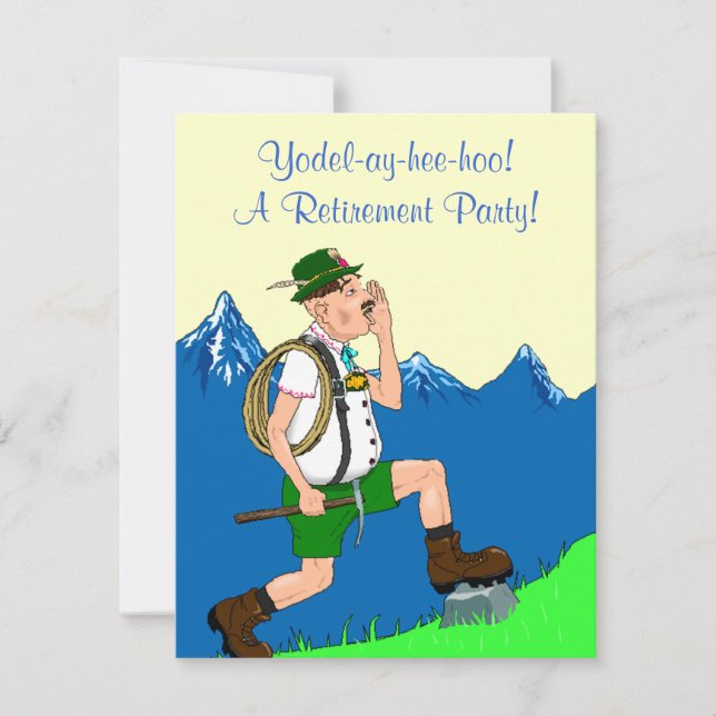 Yodeler Yodeling Announcing Retirement Invitation (Front)