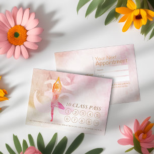 YOGA 10 Class Pass Appointment Meditation Pose Om Loyalty Card