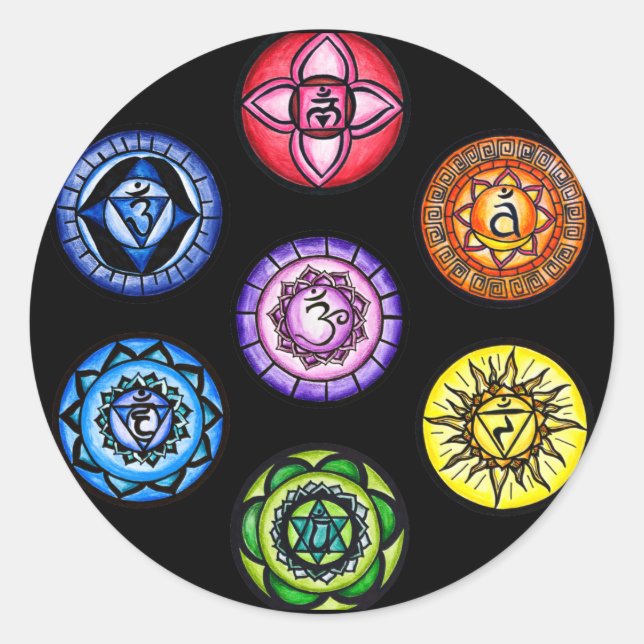 Yoga - 7 Chakras Energy Classic Round Sticker (Front)