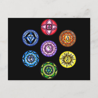 Yoga - 7 Chakras Energy Postcard