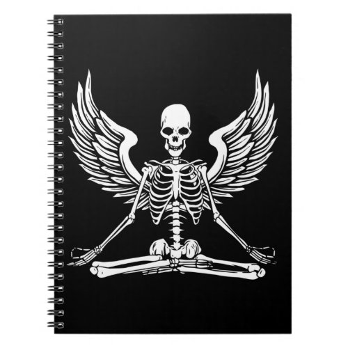 Yoga Aesthetic Goth Wings Meditate Skeleton Angel Notebook