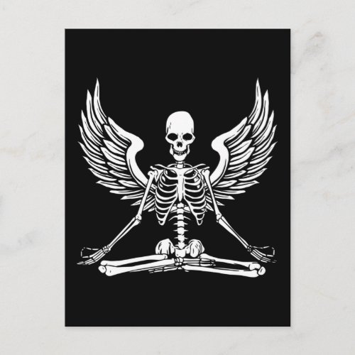 Yoga Aesthetic Goth Wings Meditate Skeleton Angel Postcard