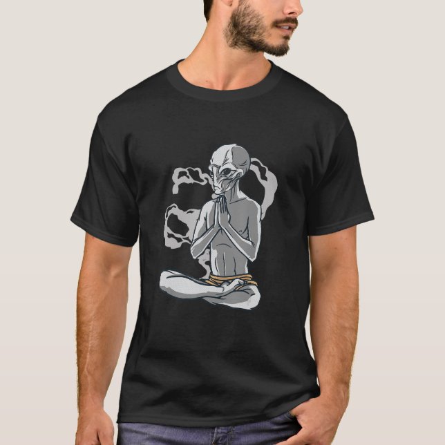 Yoga Alien Meditation T-Shirt (Front)