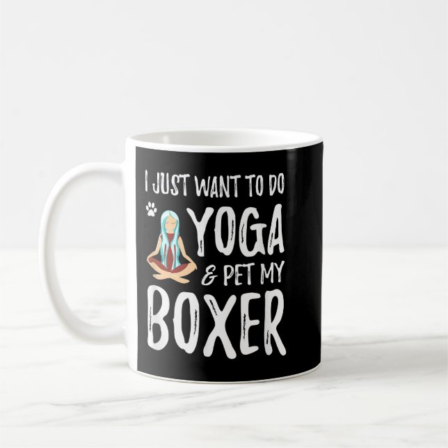 Yoga and Boxer for Funny Dog Mom Gift Idea Coffee Mug (Left)