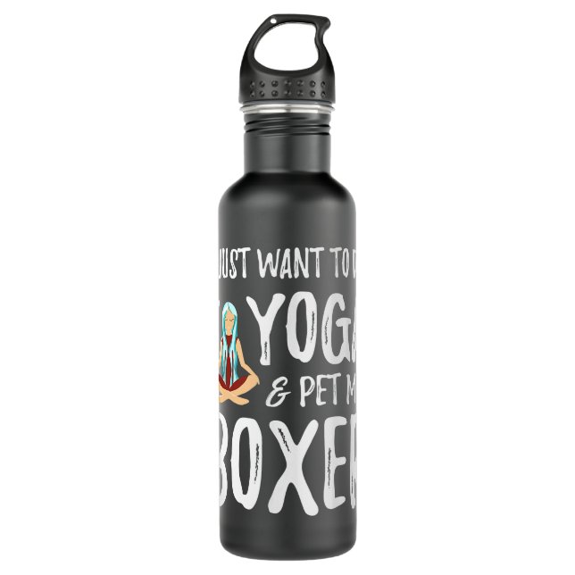 Yoga and Boxer for Funny Dog Mom Gift Idea Stainless Steel Water Bottle (Front)