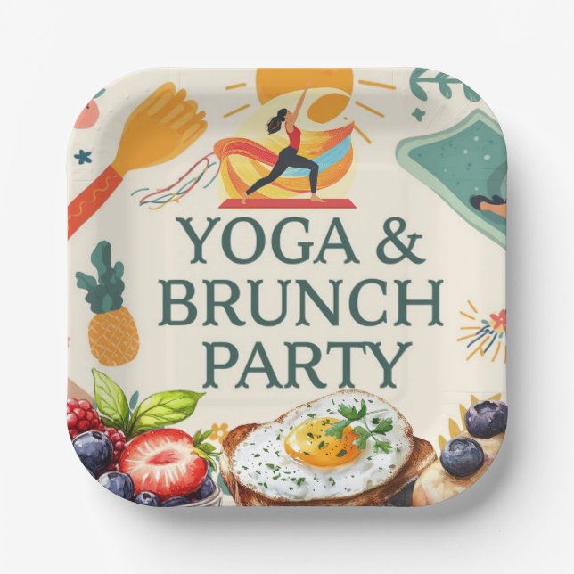Yoga and Brunch Party  Paper Plates (Front)