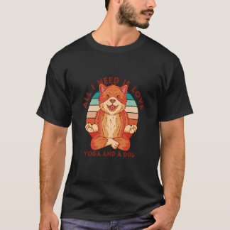 Yoga And Dog Sukhasana Pose T-Shirt