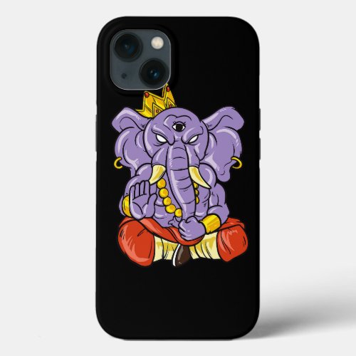 Yoga and meditation ganesh elephant with three eye iPhone 13 case