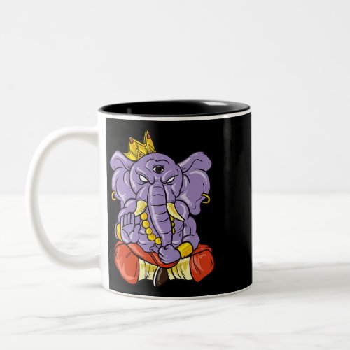Yoga and meditation ganesh elephant with three eye Two_Tone coffee mug