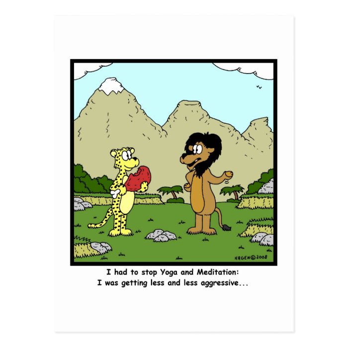 Yoga and Meditation Lion Cartoon Postcards