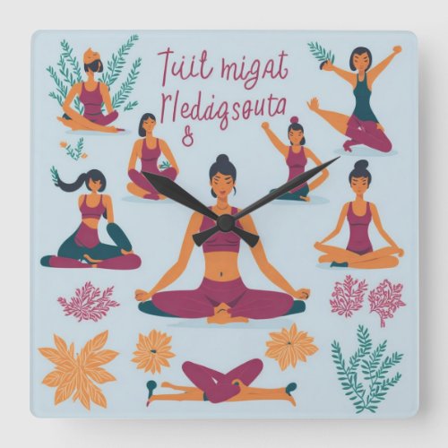 Yoga and Meditation Square Wall Clock