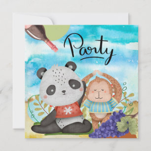 Yoga Animal for Birthday Party Invitation
