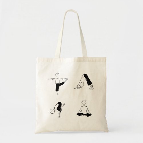 Yoga Asanas Minimalist Line Tote Bag