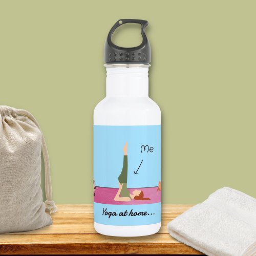 Yoga At Home with My Pets Funny Stainless Steel Water Bottle