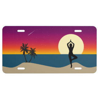 Yoga at Sunset License Plate