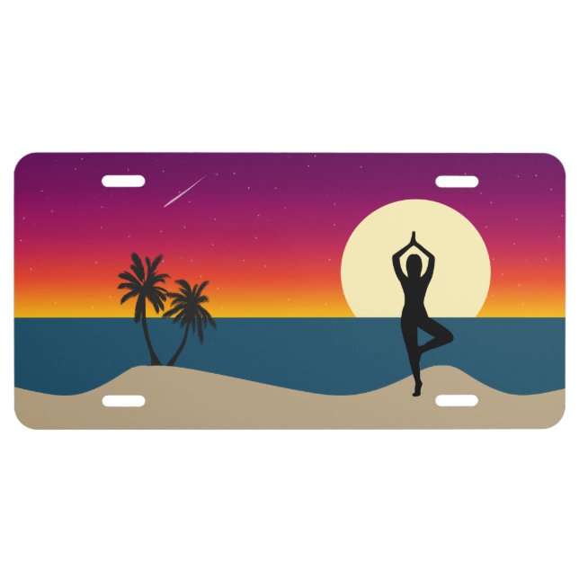 Yoga at Sunset License Plate (Front)