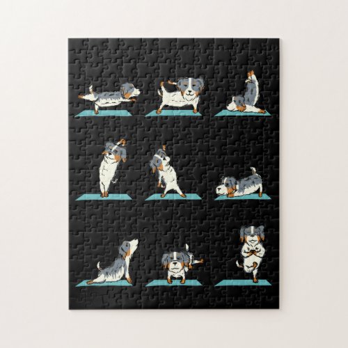 Yoga Australian Shepherd Dog Funny Jig Saw Puzzle