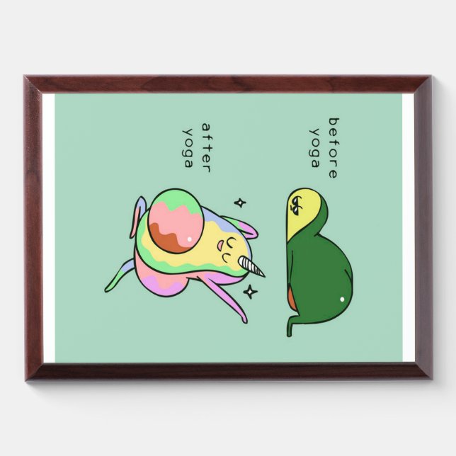 Yoga avocado | holiday gift award plaque (Horizontal)