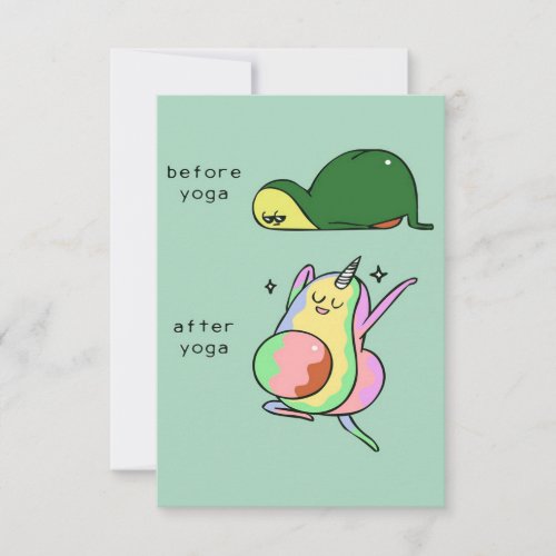 Yoga avocado  holiday gift RSVP card