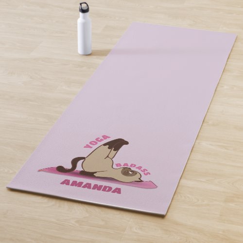 Yoga Badass Workout Kitty Cat Custom Name Yoga Mat