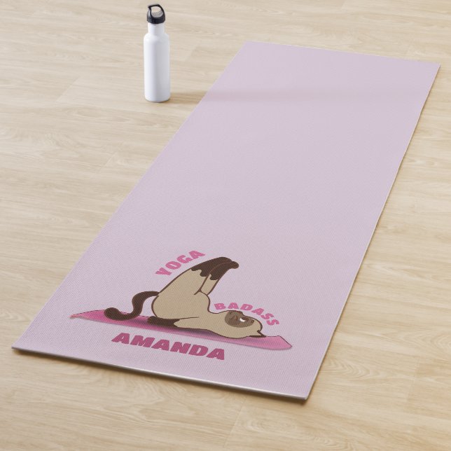 Yoga Badass Workout Kitty Cat Custom Name Yoga Mat (In Situ)