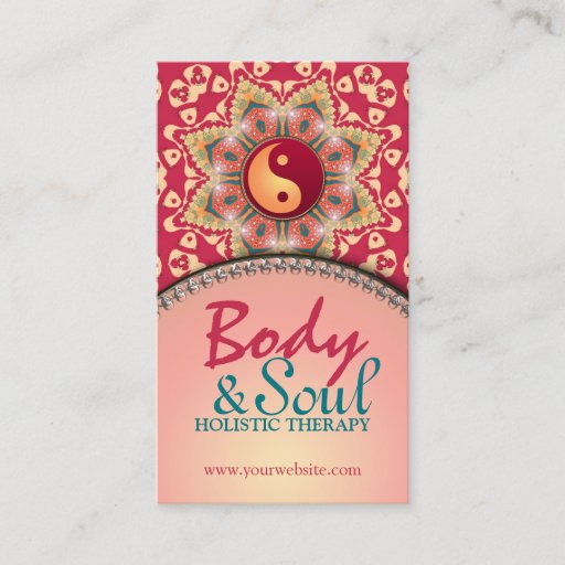 Customizable Yoga Balance Bohemian Flower YinYang Business Card