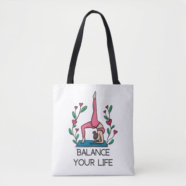 Yoga balance your life lady in pink posing yoga   tote bag (Front)