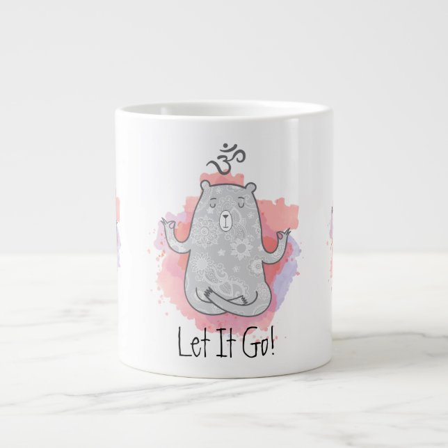 Yoga Bear Let It Go Giant Coffee Mug (Front)