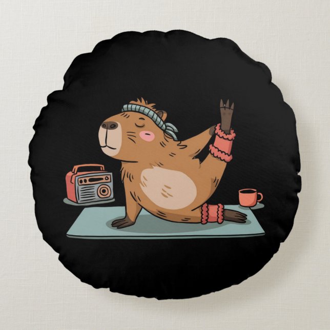 Yoga Bear Round Pillow (Front)