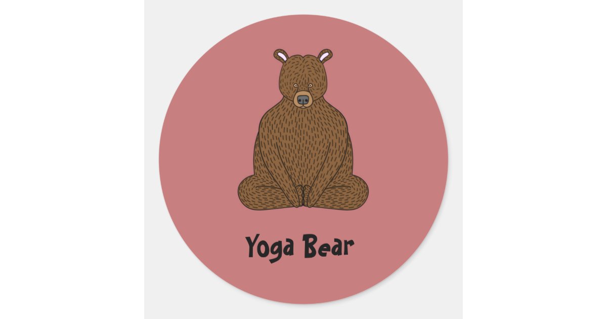 "Yoga Bear" Round Sticker Zazzle