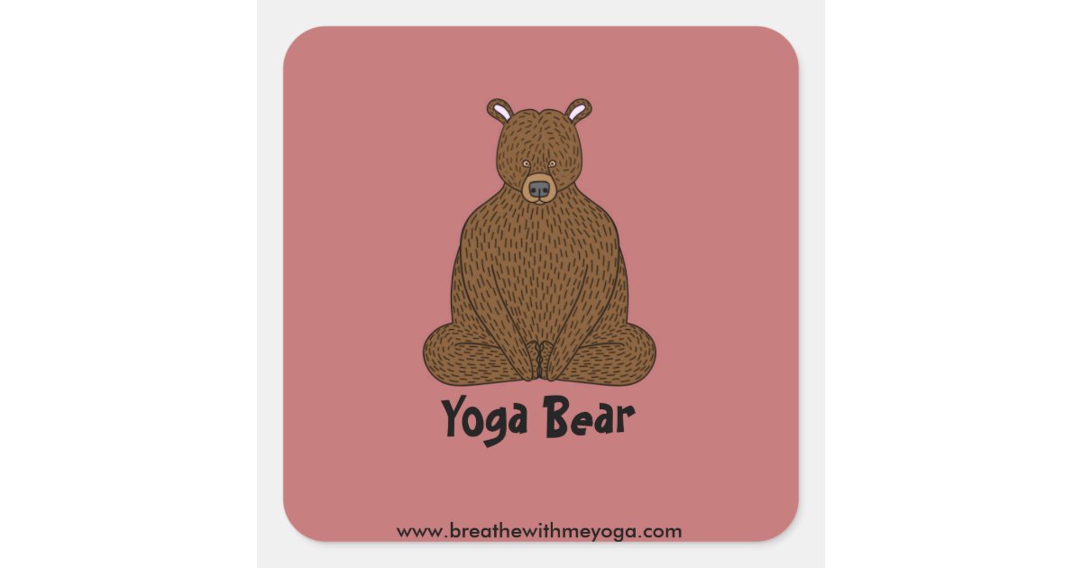 "Yoga Bear" Square Sticker Zazzle