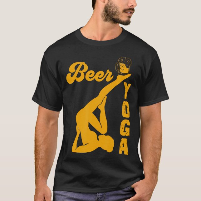 Yoga Beer Yoga Beer Drinker Funny Beer Yoga T-Shirt (Front)