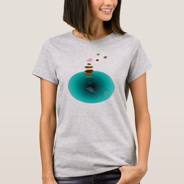 Yoga, Birdy balancing act. T-Shirt (Front)