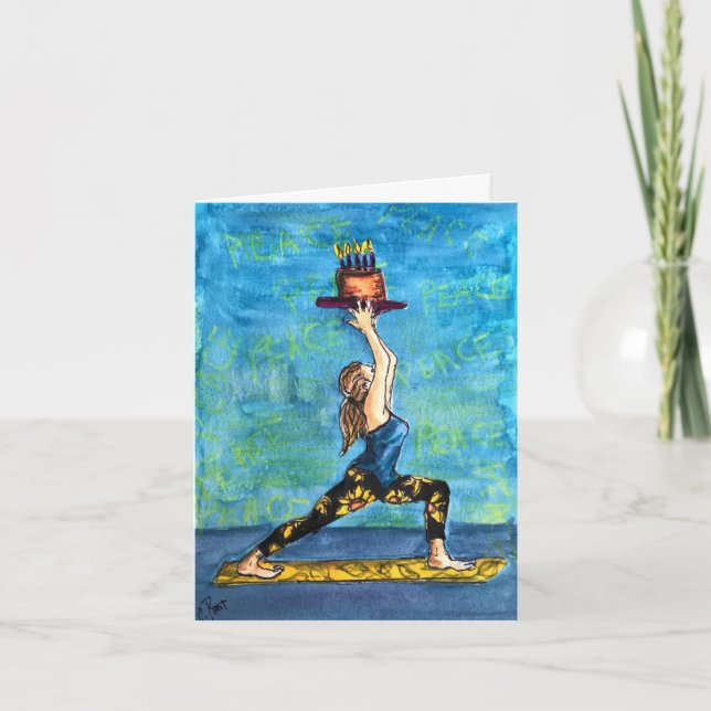 Yoga Birthday card with funny pun inside (Front)