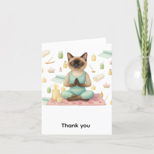 Yoga Birthday Party for Siamese Cat Lovers  Letterpress Thank You Card