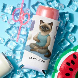 Yoga Birthday Party for Siamese Cat Lovers  Seltzer Can Cooler